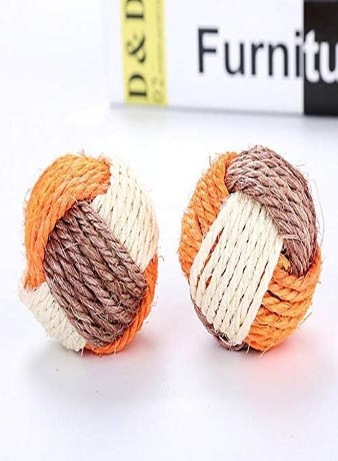 KittuPet لعبة قطط KittuPet قطعتين في واحدة، كرة من السيزال، كرات قطط معلقة ثلاثية الألوان، كرة خدش يدوية الصنع، لعبة تفاعلية للقطط المنزلية، قفص، تسلق القطط - Image 2